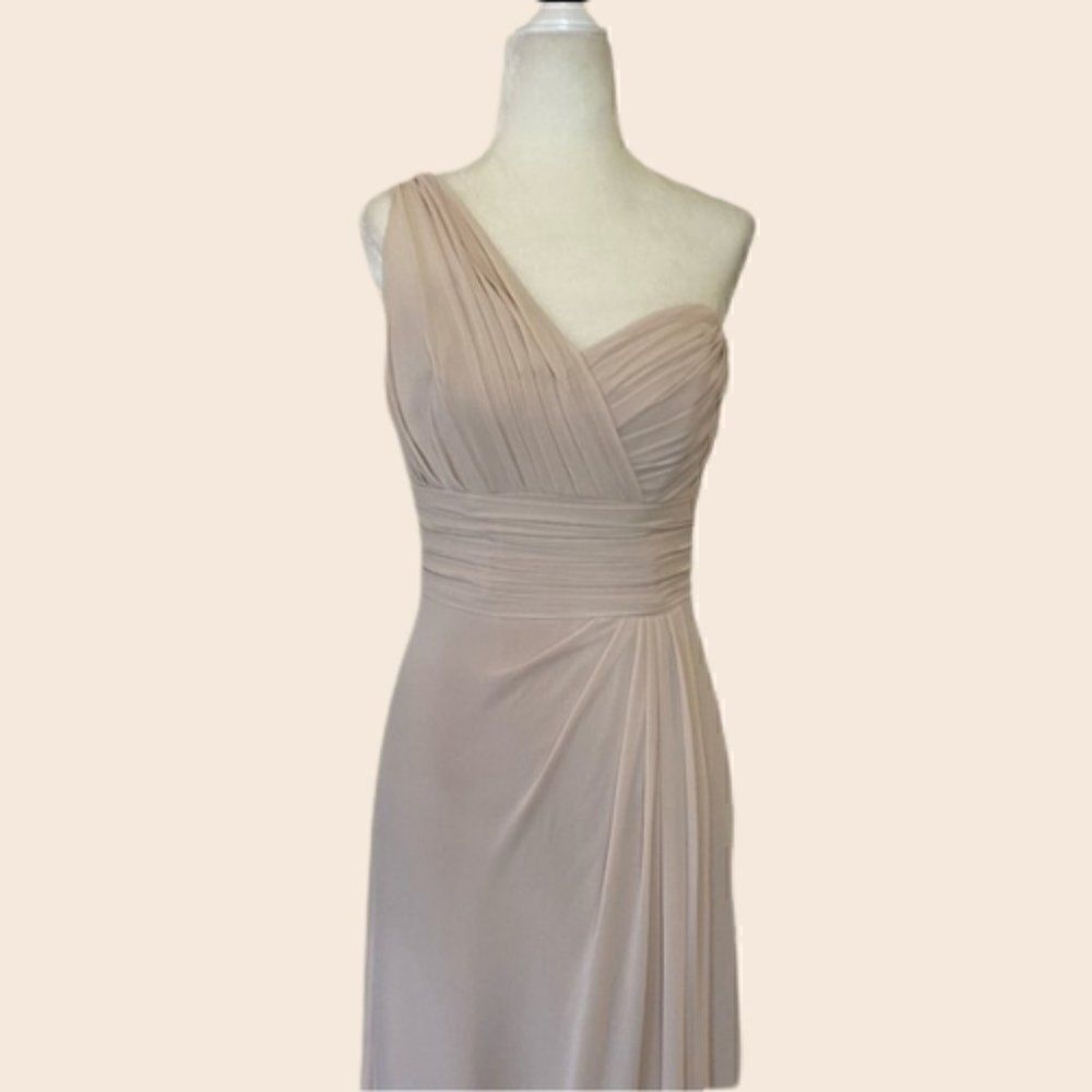 Watters & Watters Bare Pink / Nude Ruched Maxi Gown Size 2 - Picture 4 of 13